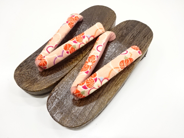 JAPANESE KIMONO / UNUSED PAULOWNIA GETA (24.0 cm) / FLOWERS